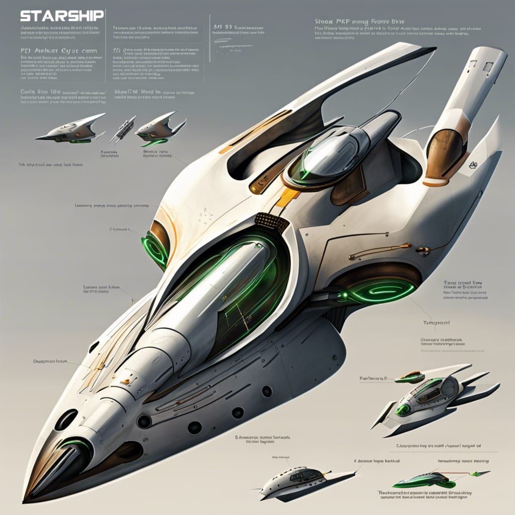 Futuristic Starship with Laser Cannons in Sci-Fi Style