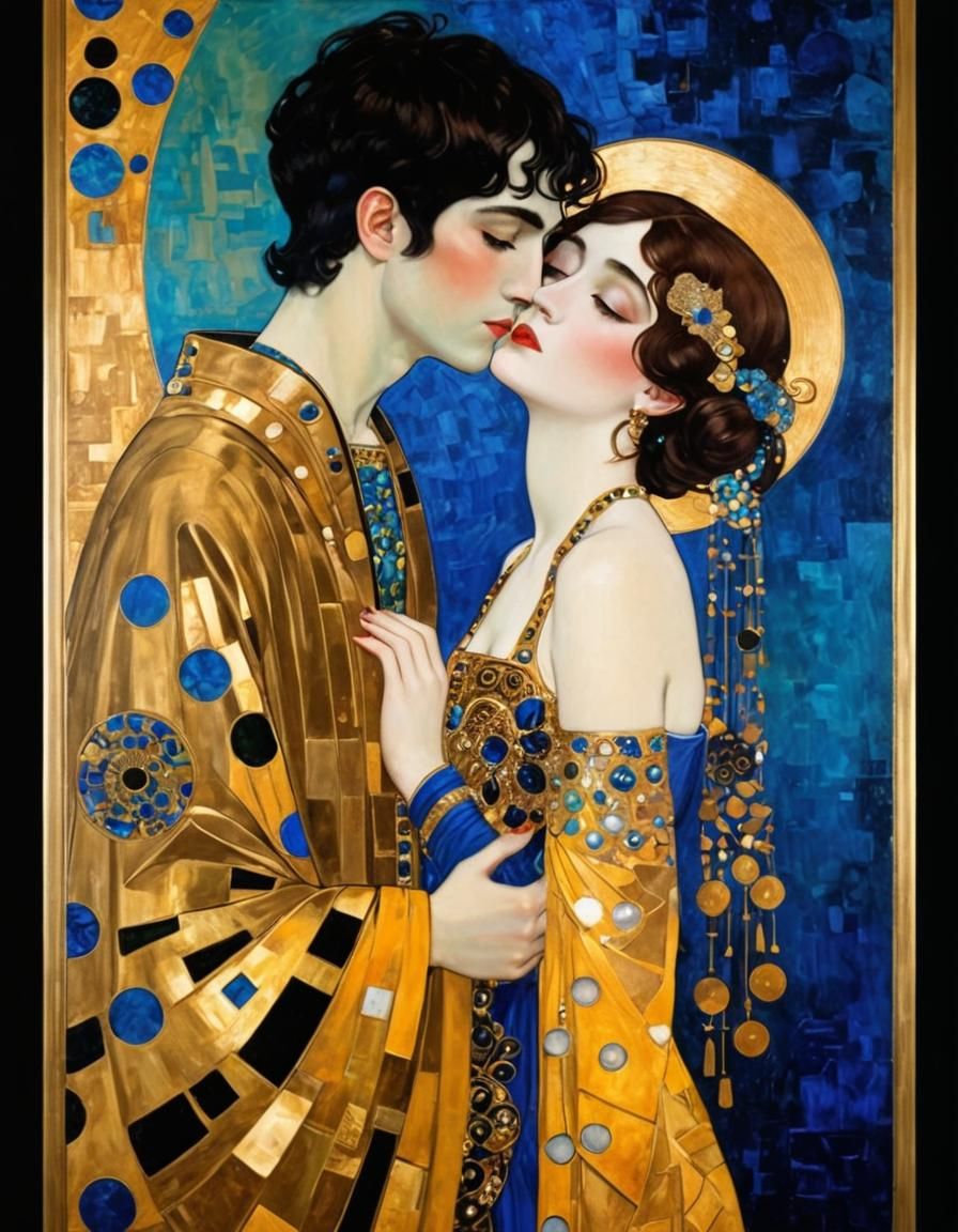 Gilded Art Nouveau Portrait in Gold Leaf