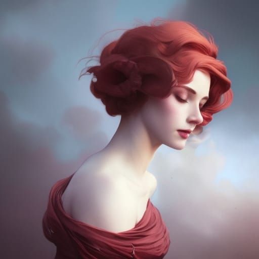 Nostalgic 1940s Woman Portrait in Foggy Street