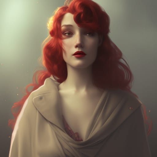 Nostalgic 1940s Woman Portrait in Foggy Street