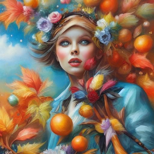 Whimsical Folk Art Cube with Ghosts and Mice