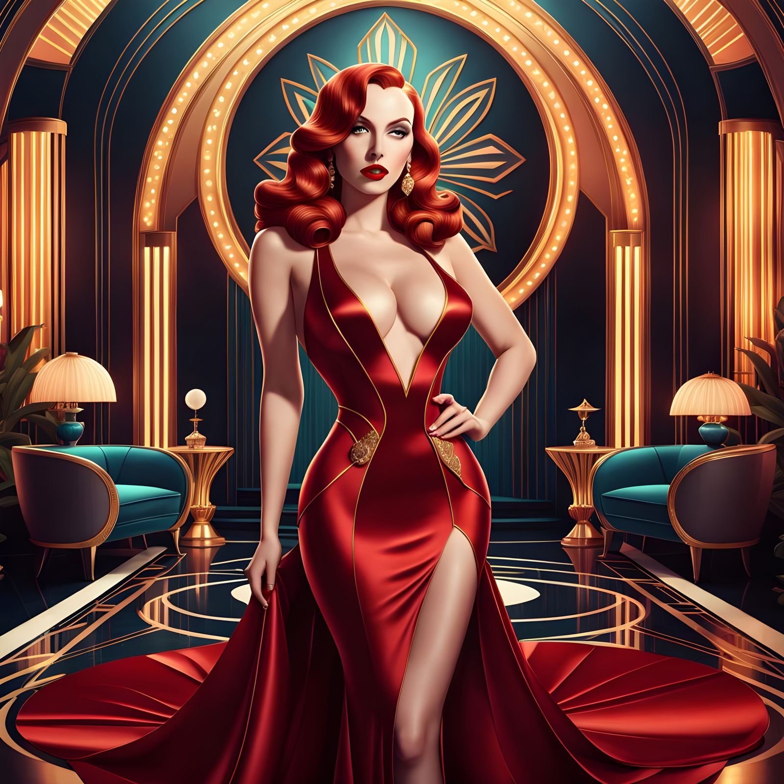 Jessica Rabbit in Opulent Art Deco Splendor
