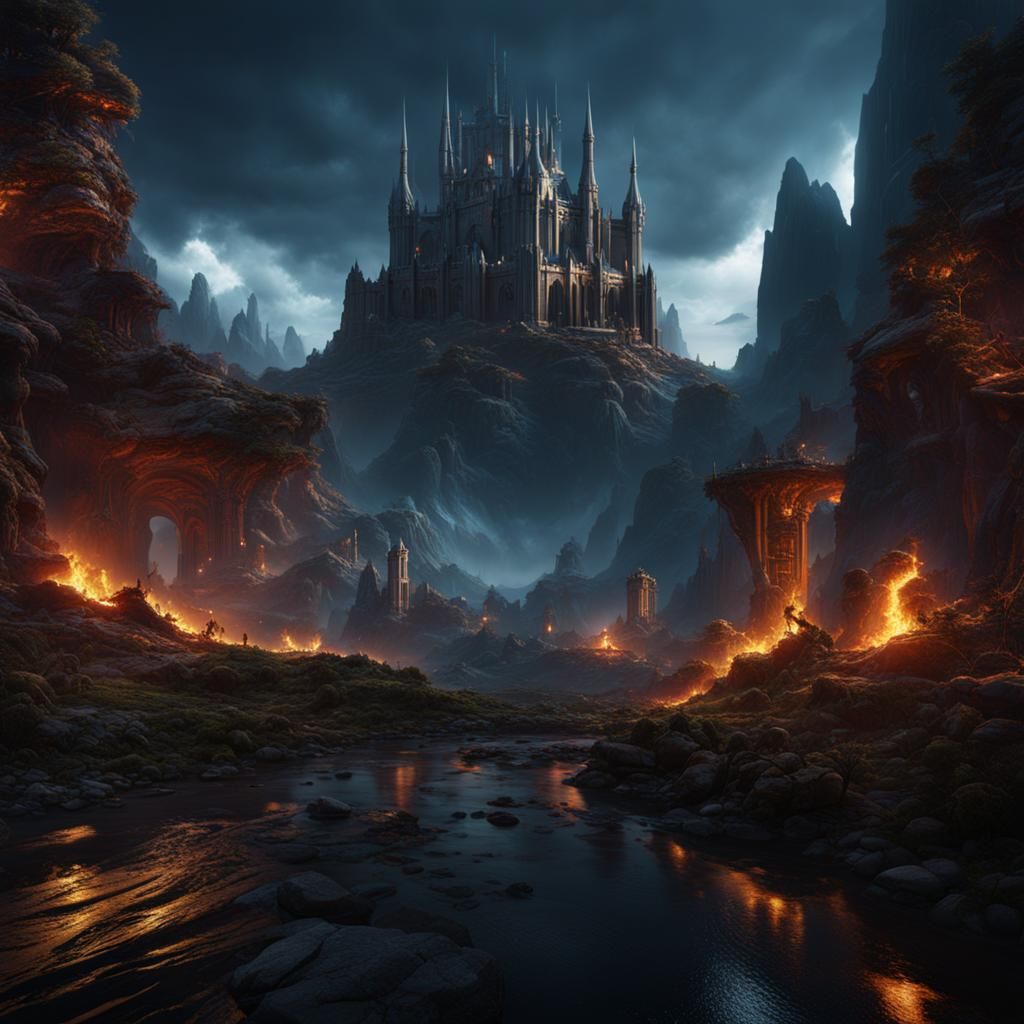 Clash of Light and Dark Forces: Detailed Digital Art