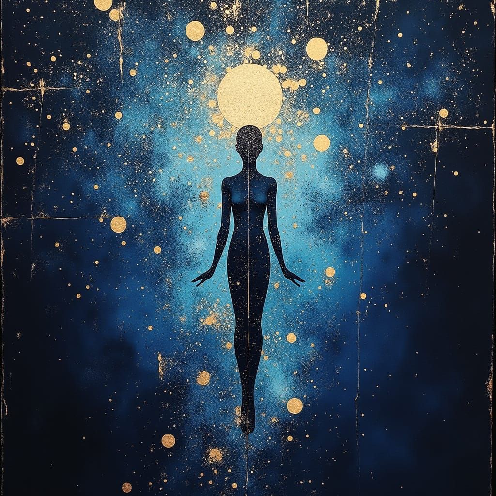 Humanoid Energy Form in Indigo Void