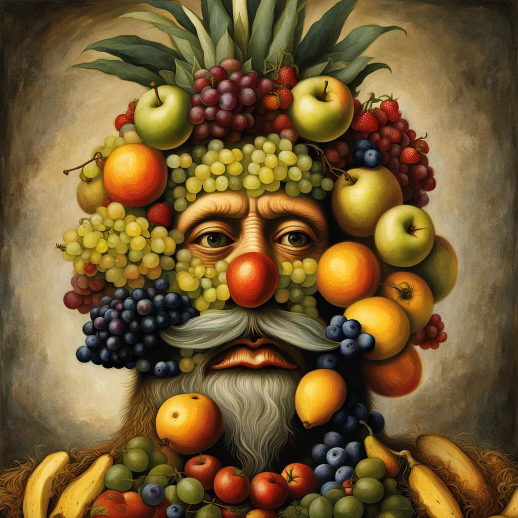 Fruit Face Portrait in Arcimboldo Style