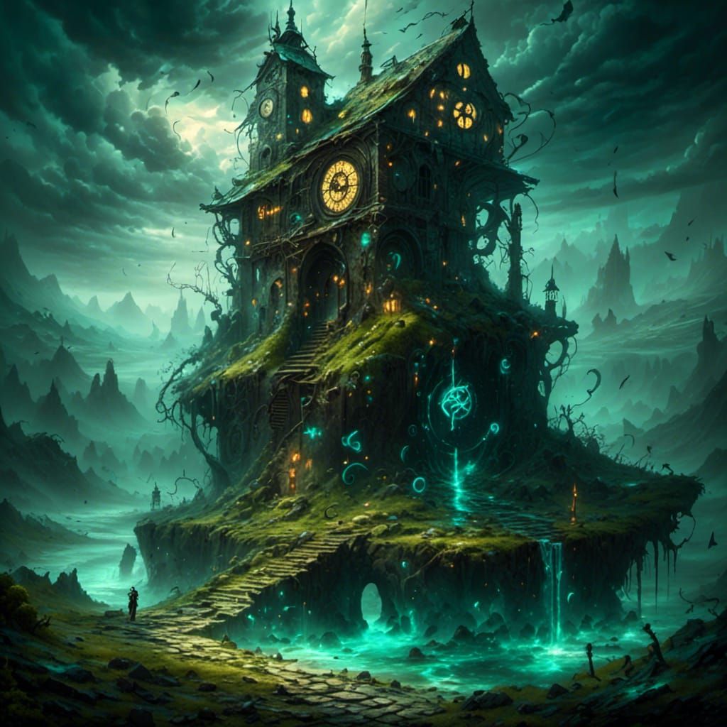 Mystical Glowing Runes Representing the Concept of Time