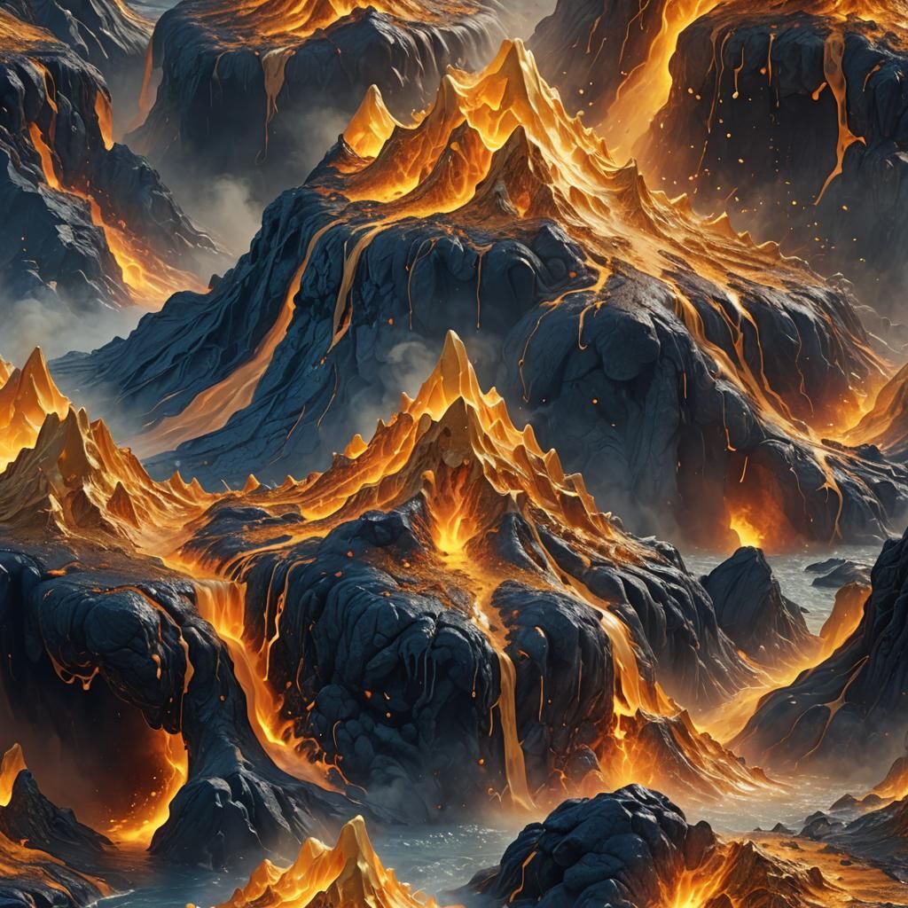 Majestic Cheese Volcano Eruption in Fantasy Landscape