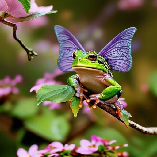 Beautiful Frog Fairy in Flight, Hyperdetailed Fantasy
