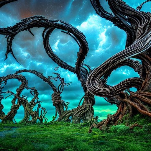 Fused Organic and Biomechanical World Concept Art