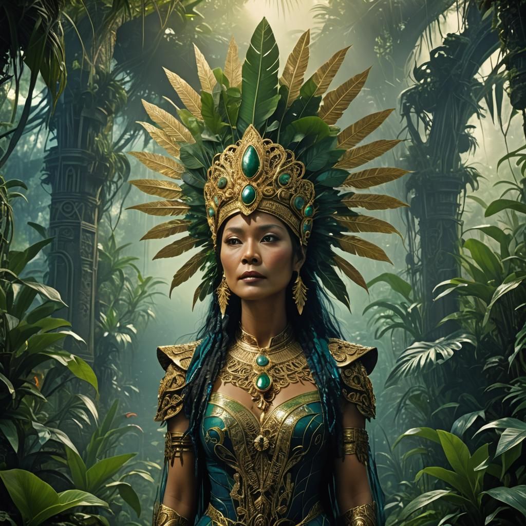 Golden Headdress: A Fantasy Art Deco Portrait
