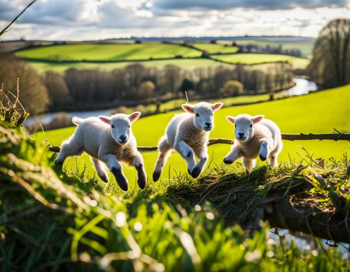 The spring lambs are bounding in