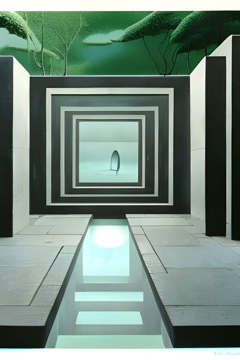 Zen Garden Painting in Surrealist Style