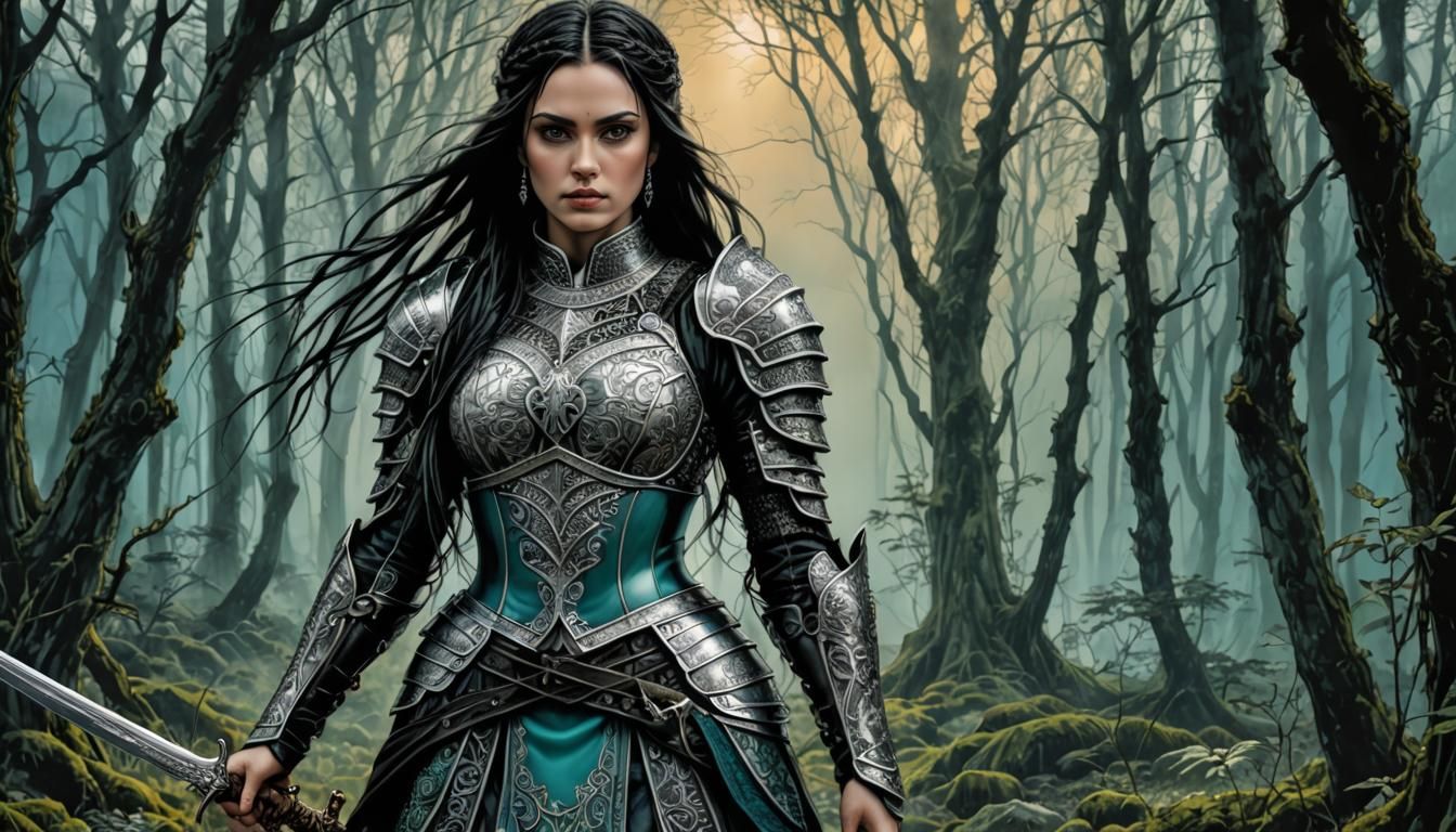 Beautiful Female Leader in Gothic Armor