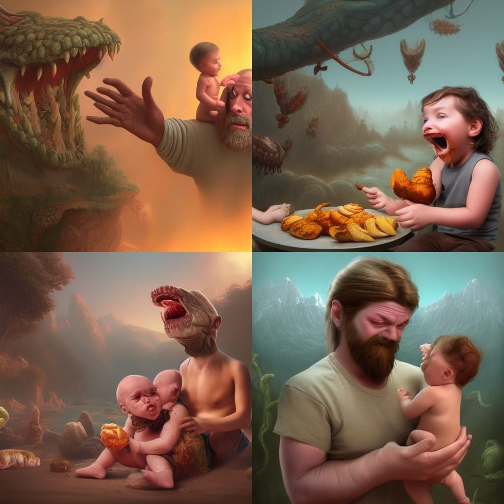 Surreal Meme Daddy Feast: Detailed Matte Painting