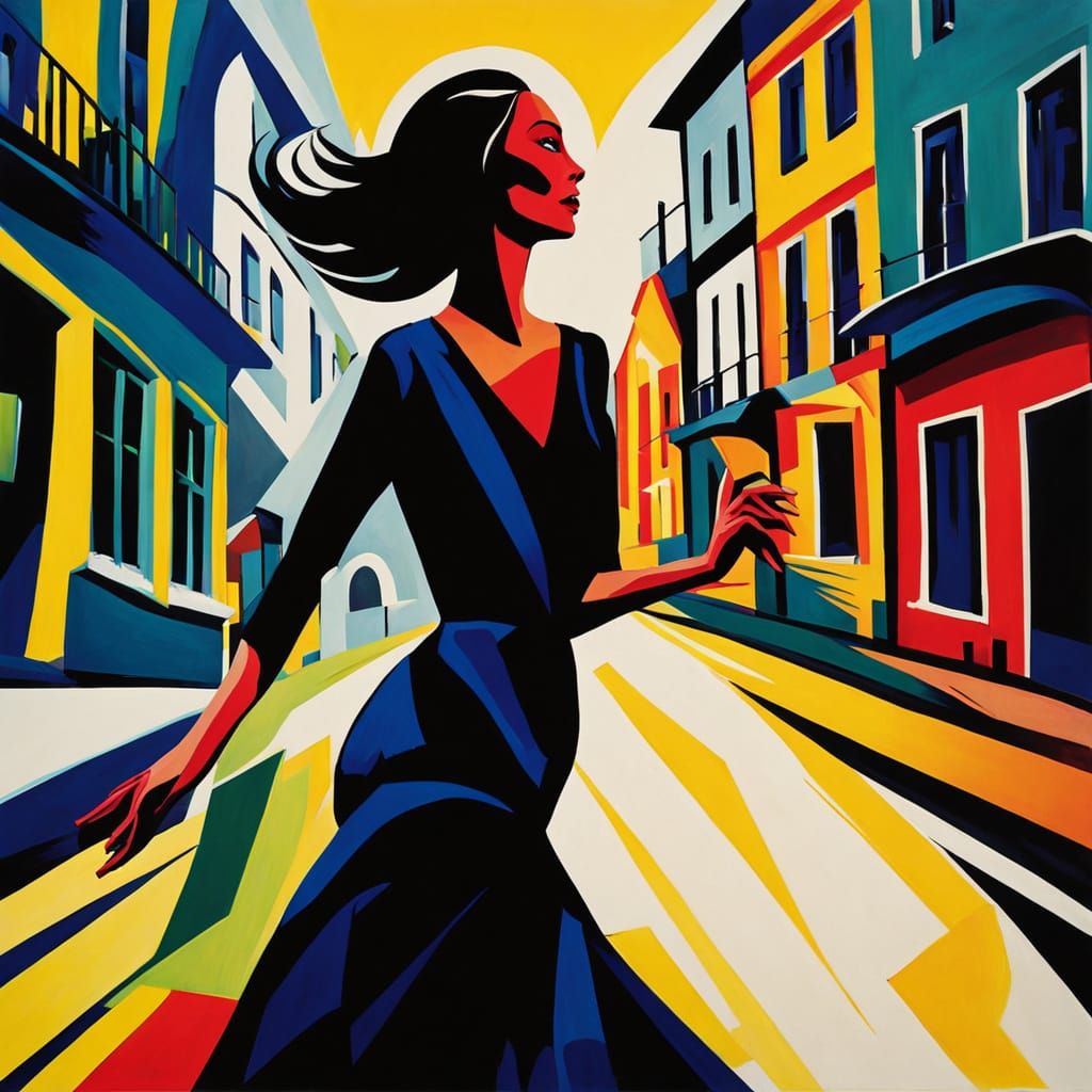 Woman Dancing: German Expressionist Painting with Fauvist In...