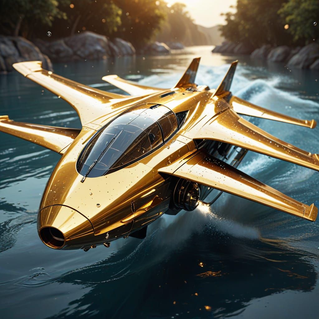 Futuristic Hydroplane Concept Art in Digital Style