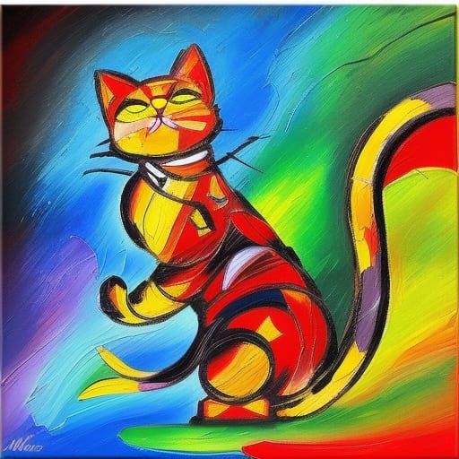 Cat Samurai vs Mouse Ninja in Acrylic