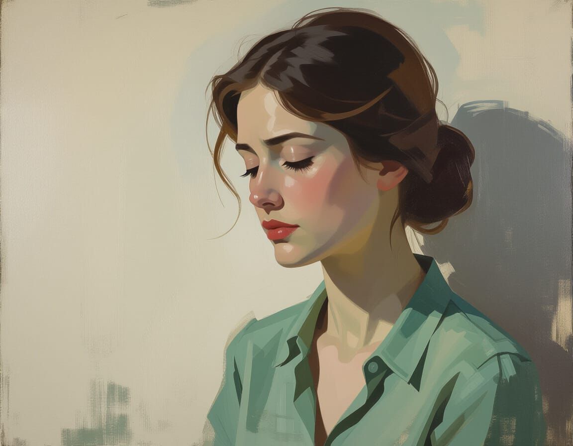 Impressionist Portrait of a Lone Figure in Thought