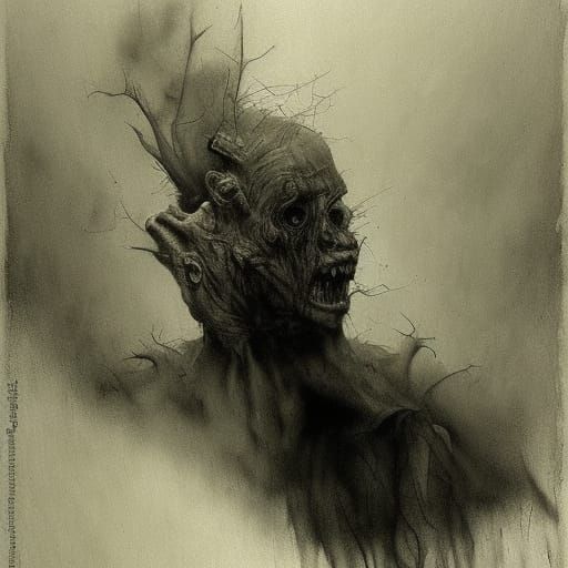 Frankenstein Monster Oil Painting in Horror Style