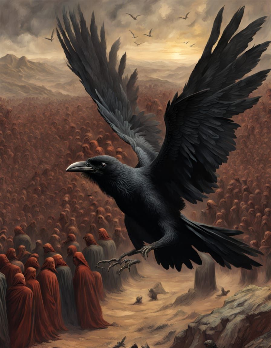 Raven's Ascent: A Dore-Inspired Vision of Freedom