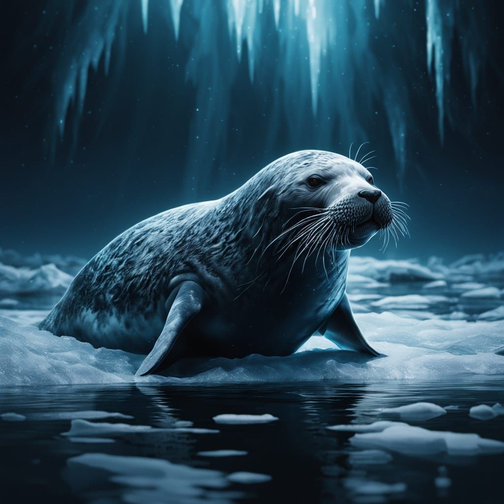 Ethereal Seal in Icy Oceanscape