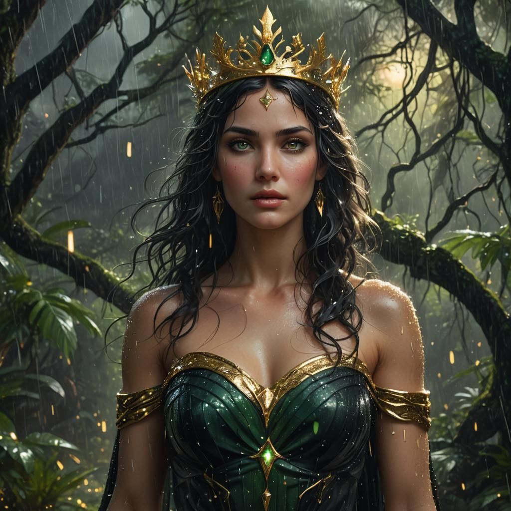 Aphrodite in a Starry Rainforest: Fantasy Art