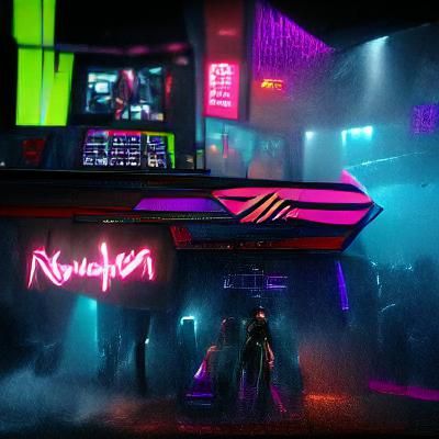 Synthwave Nightclub in Cyberpunk Neon Style