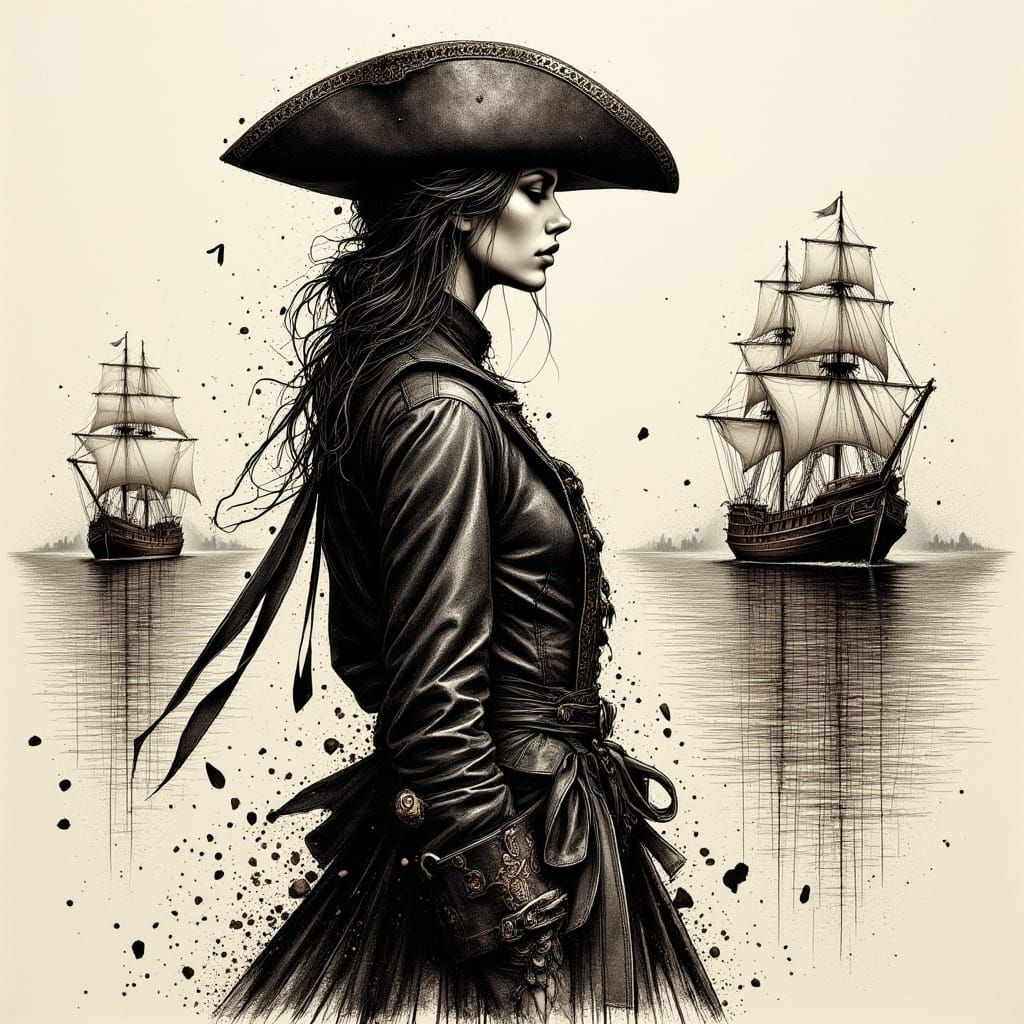 Proud Pirate: Ink Illustration on Vellum