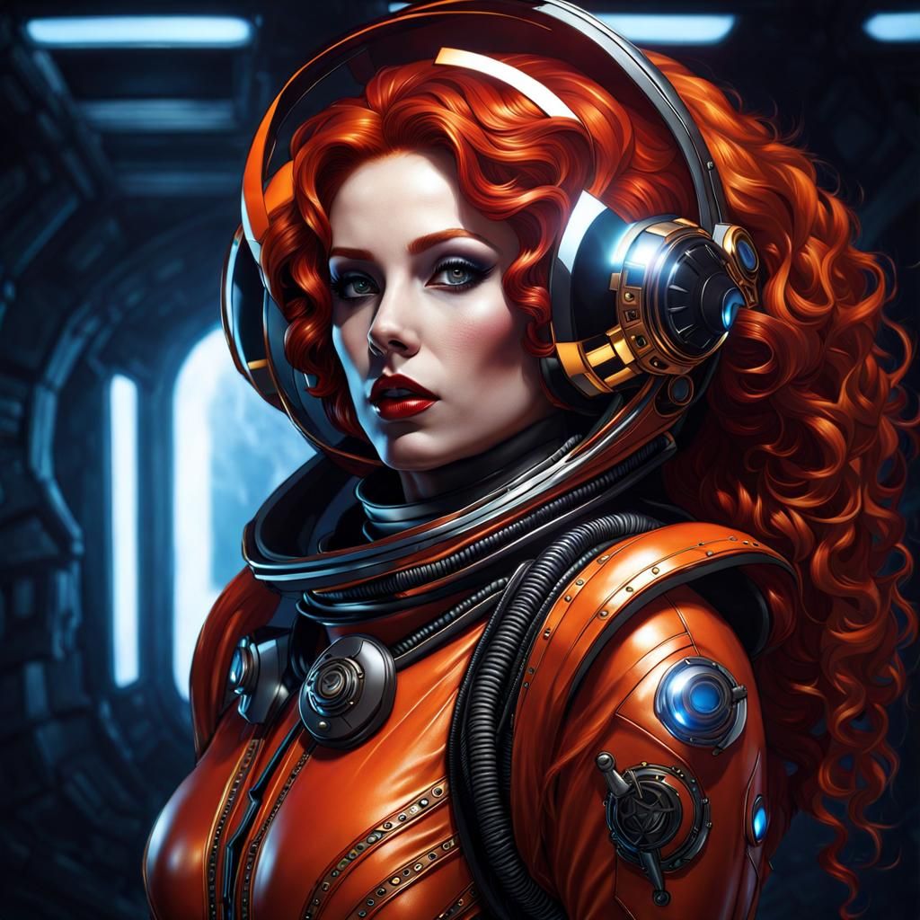 Futuristic Gothic Portrait of Woman in Latex Uniform