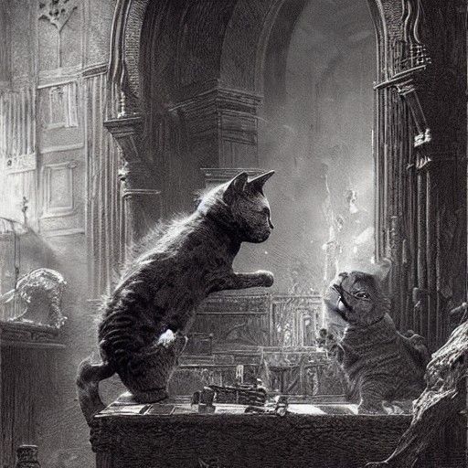 Cat Gamer Immersed in Playstation, Horror Style