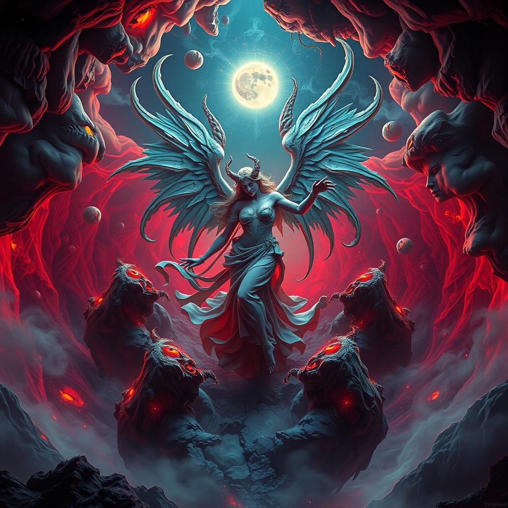 Diabolic Angel Dancing in Fractal Landscape