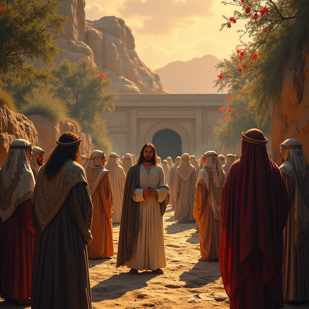 Jesus Mourns Lazarus: A Renaissance-Inspired Fantasy Scene