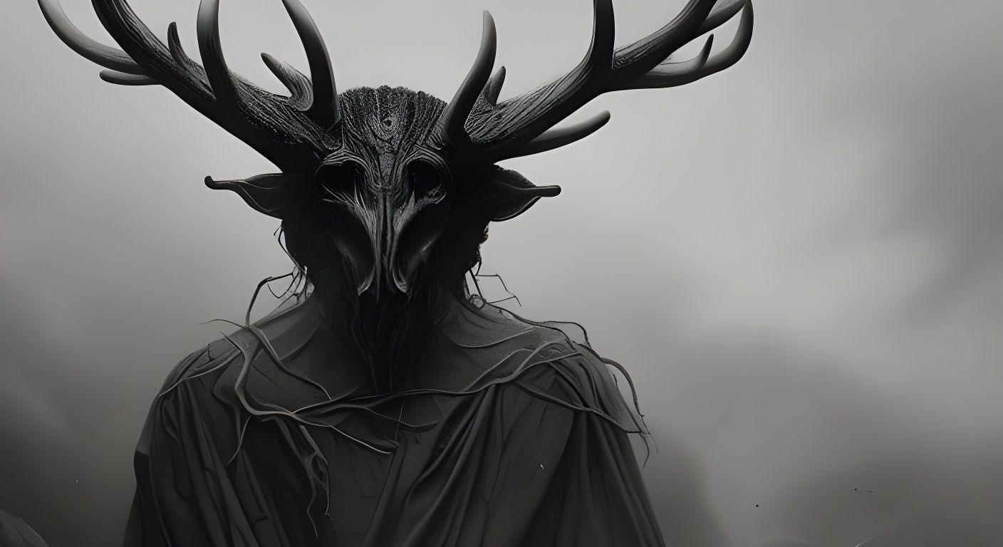 Menacing Antlered Man in Gustave Doré Style