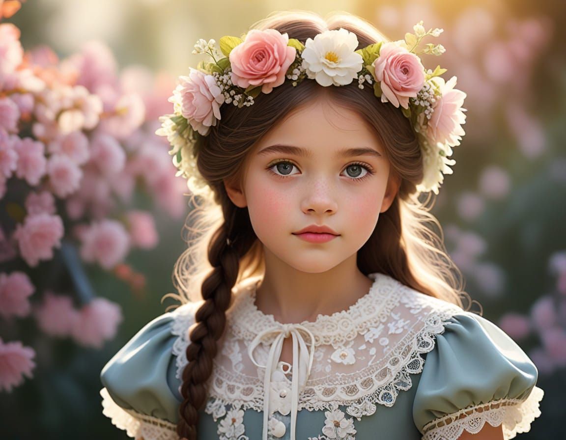 Girl in Austrian Dress in Pastel Digital Art