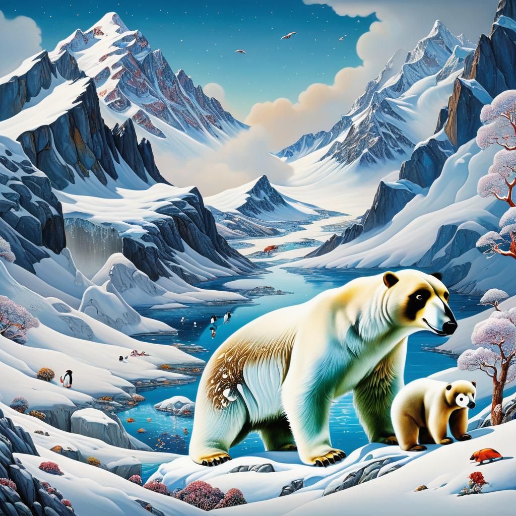 Surreal Mountain Scene Inspired by Visionary Art