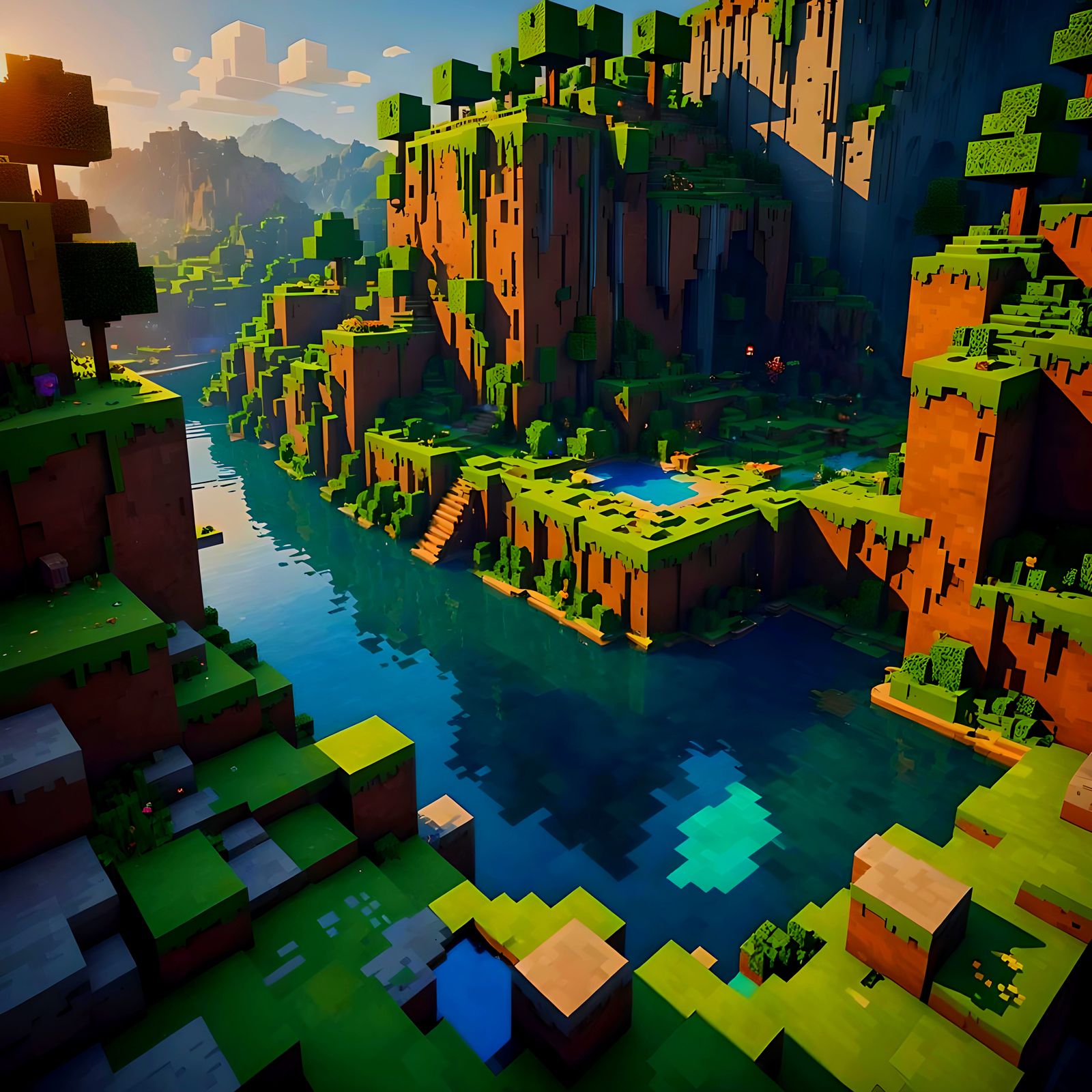 Calm Minecraft World: Hyperrealistic Concept Art