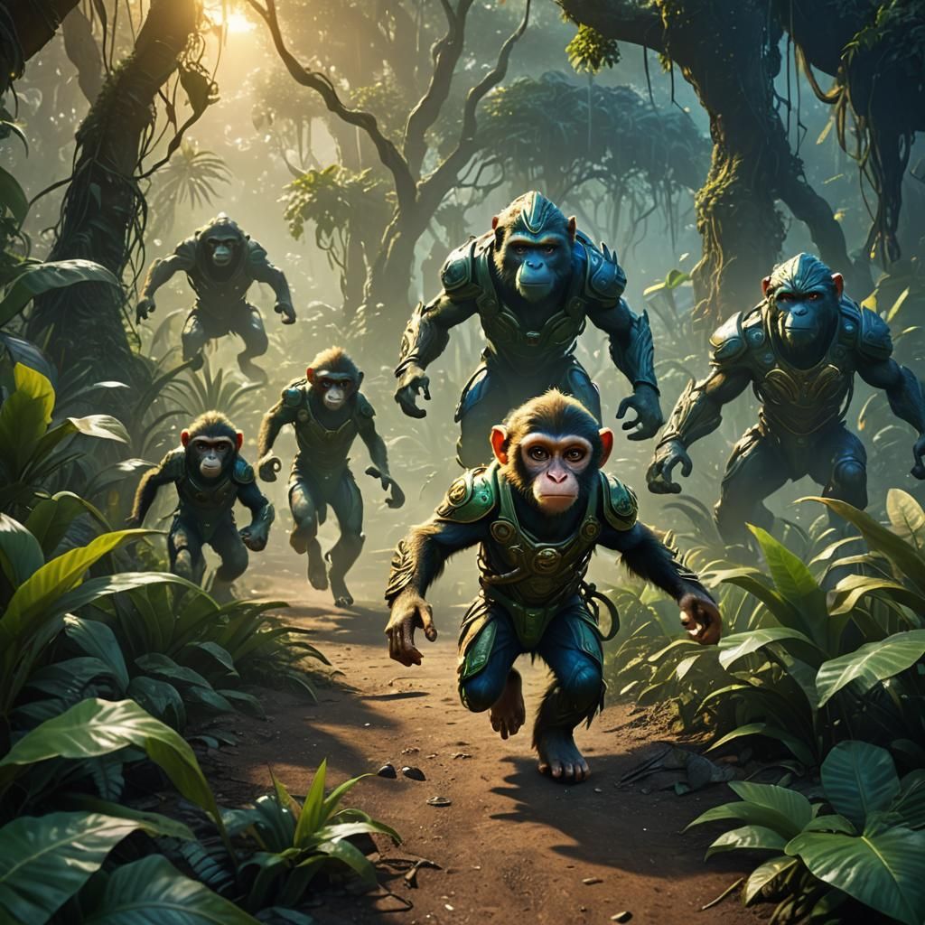 Monkey's Escape: Fantasy Art in African Jungle