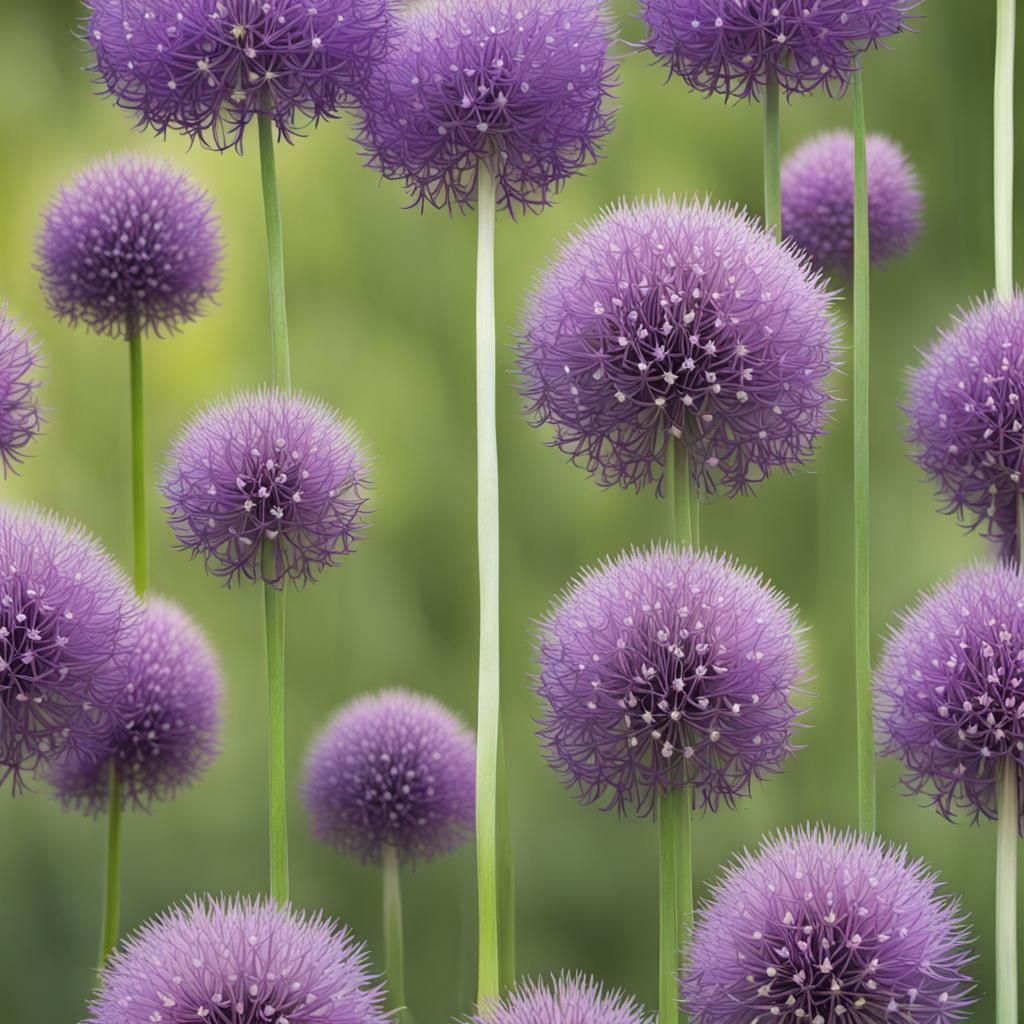 Allium Flowers in Cartoon Style