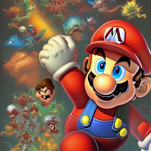 Mario in Comic Book Art Style