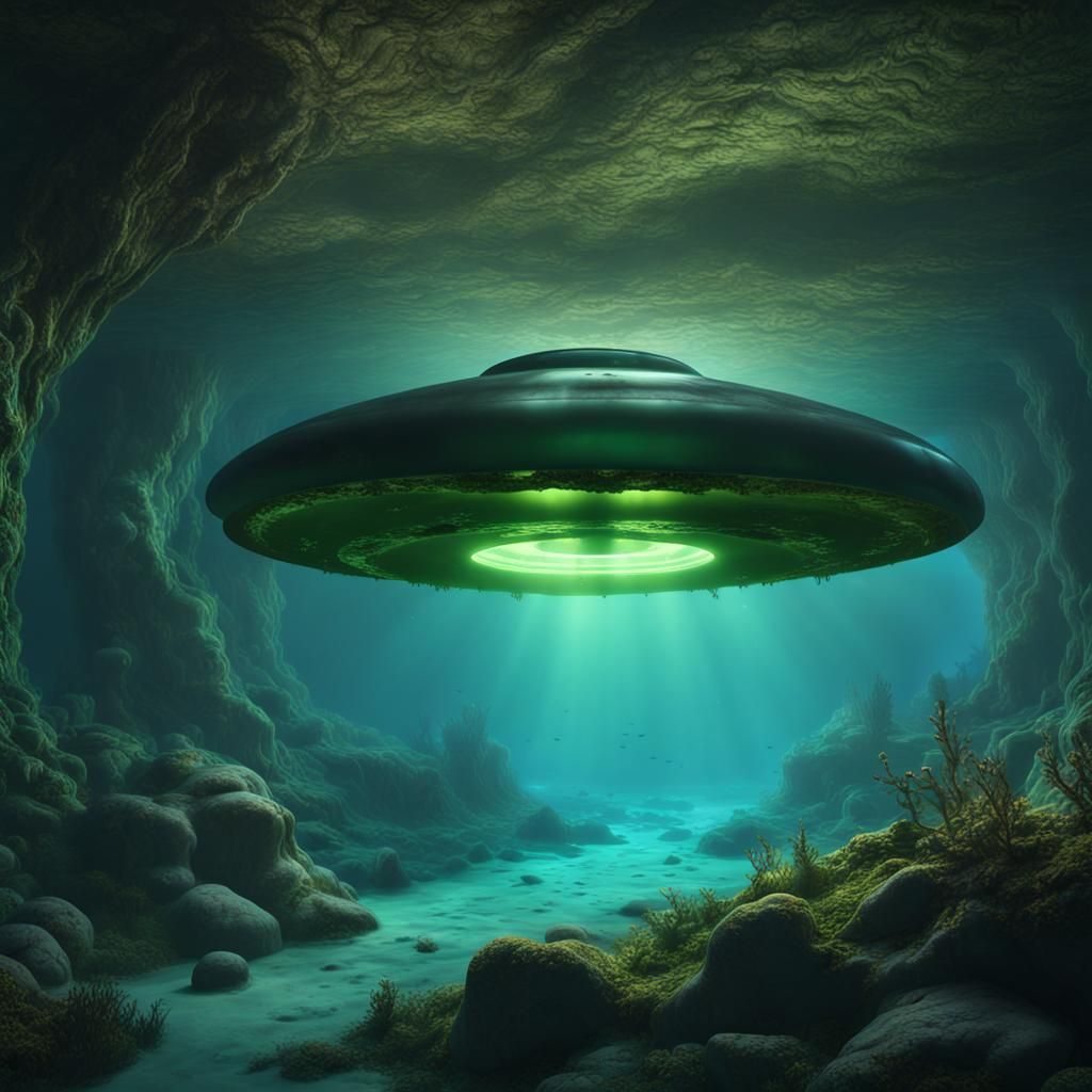 UFO leaving an underwater cave