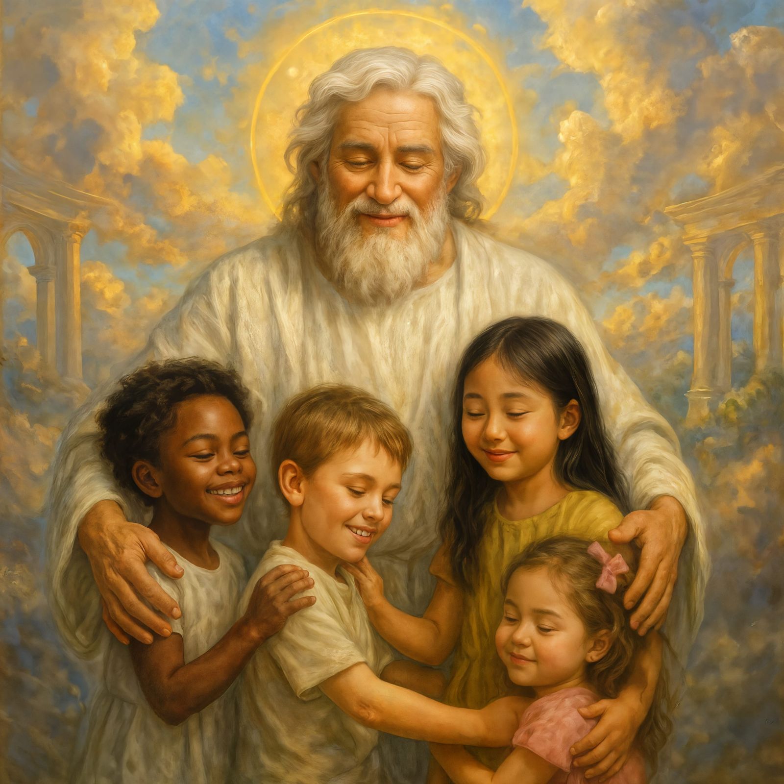Heavenly Father with Children Painting
