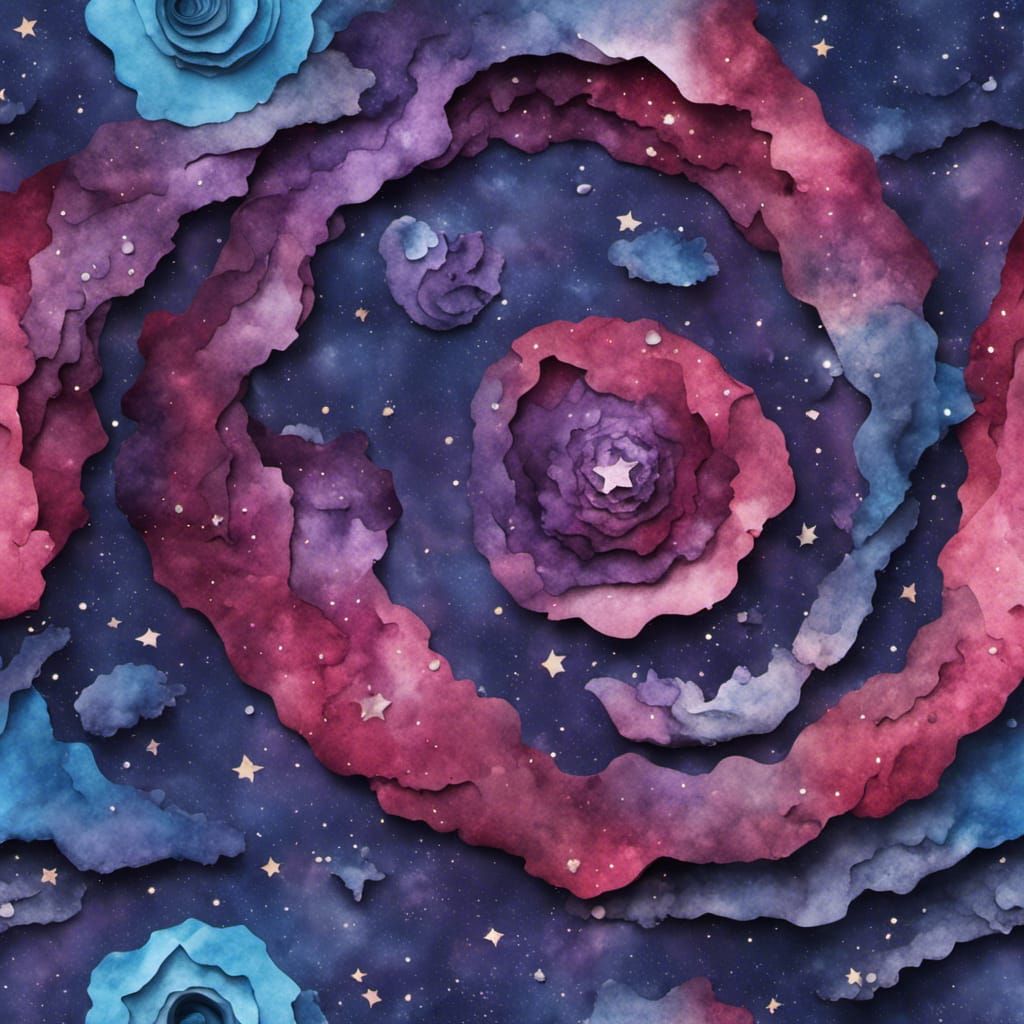 3D Paper Star Nebula Cloud Collage