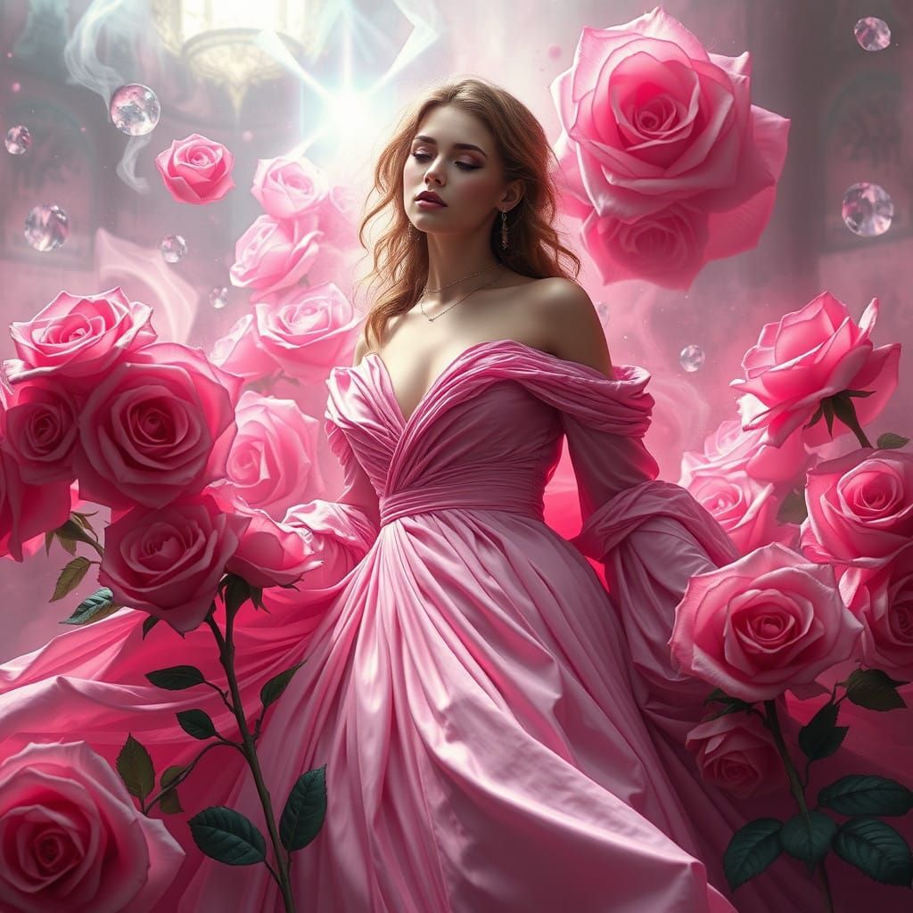 Epic Rose Garden Romance in Vibrant Digital Painting