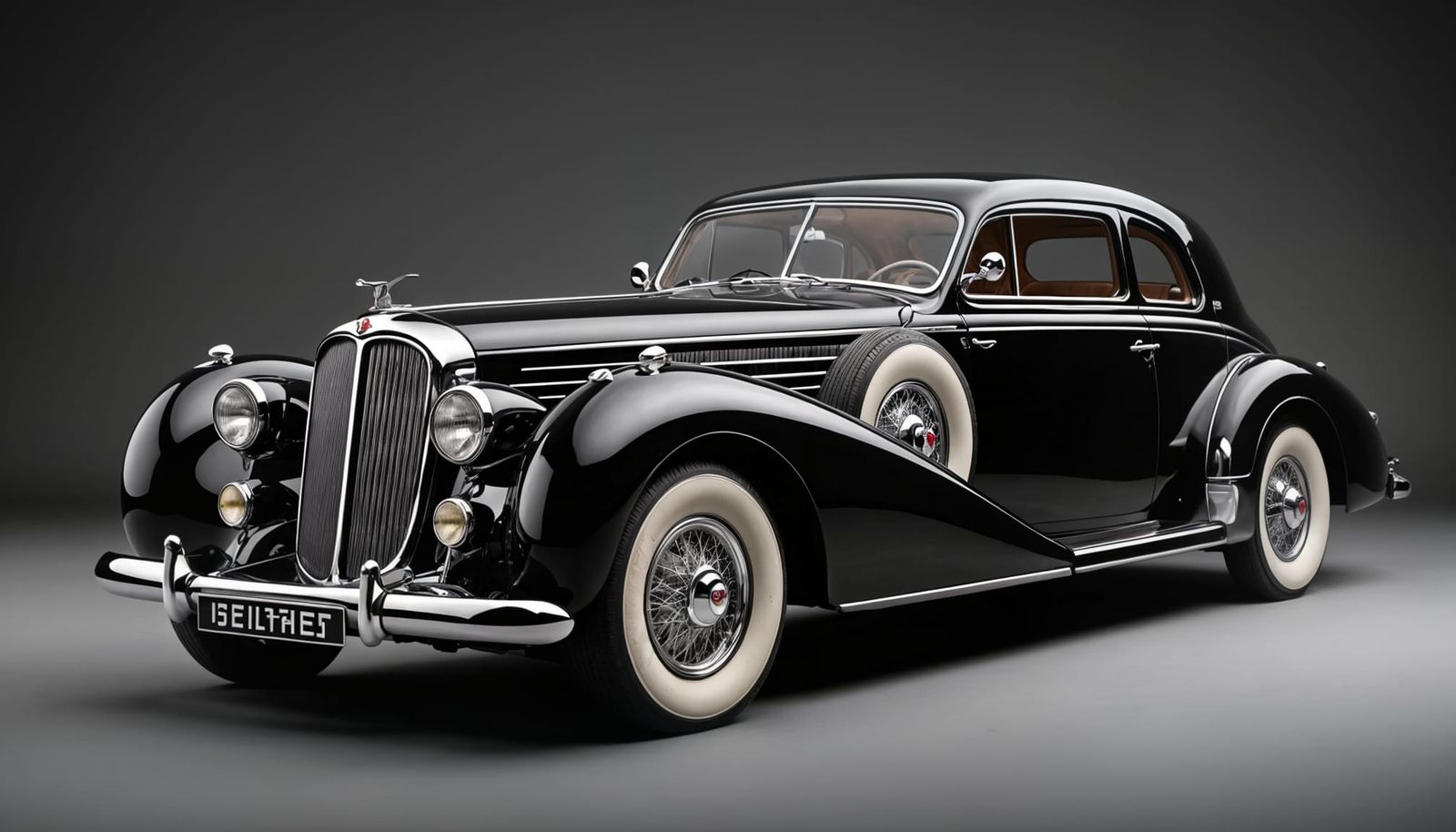 Luxurious 1930s-1960s Style Coupe de Ville Car in Dark Chrom...