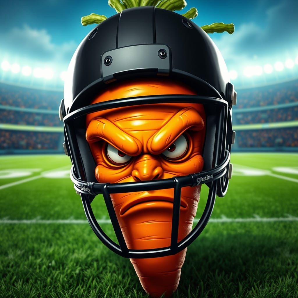 Fierce Carrot Football Player in Action