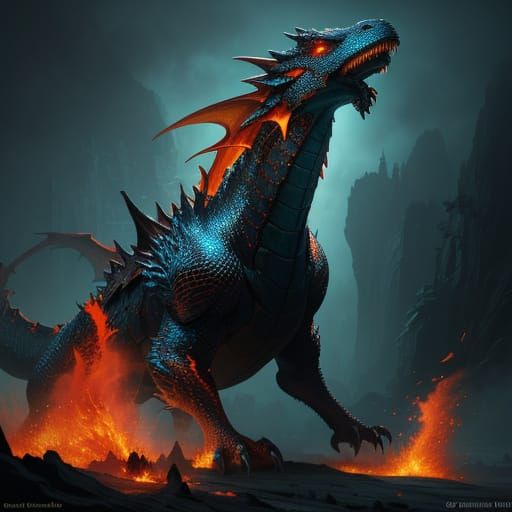 Hyperdetailed Dragon Breathing Fire Concept Art