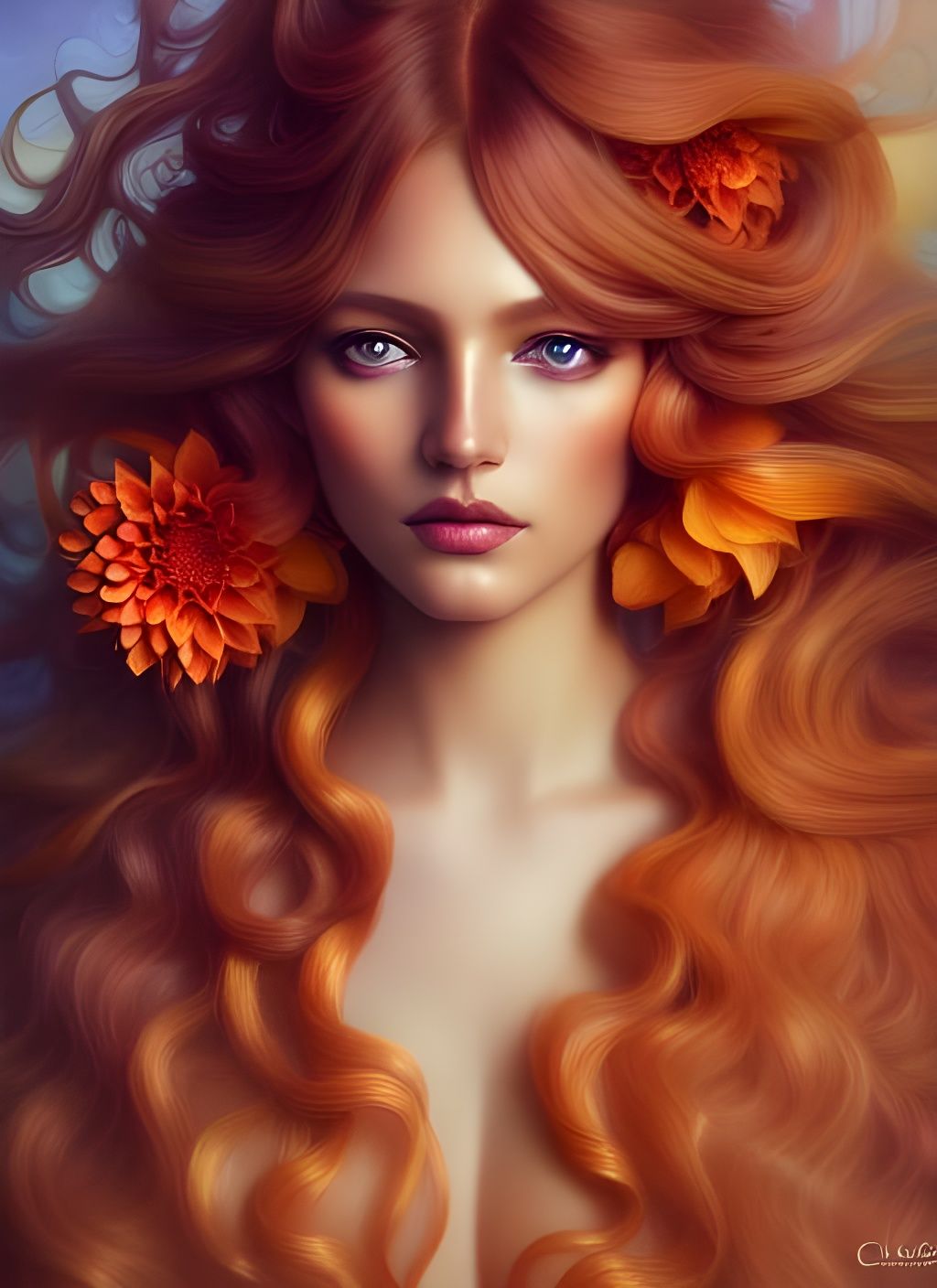 Chocolate Goddess Portrait in Art Nouveau Style