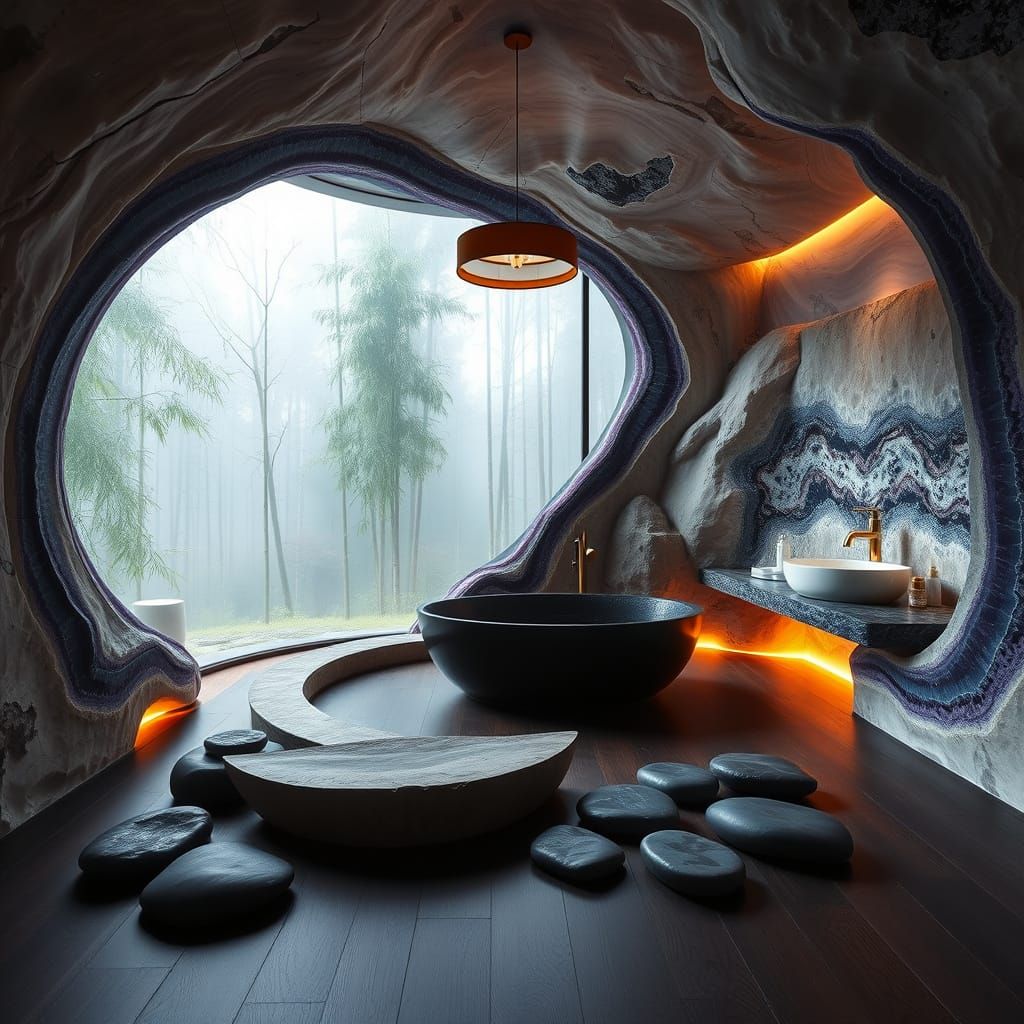 Serene Zen Sanctuary Spa Bathroom in Geode