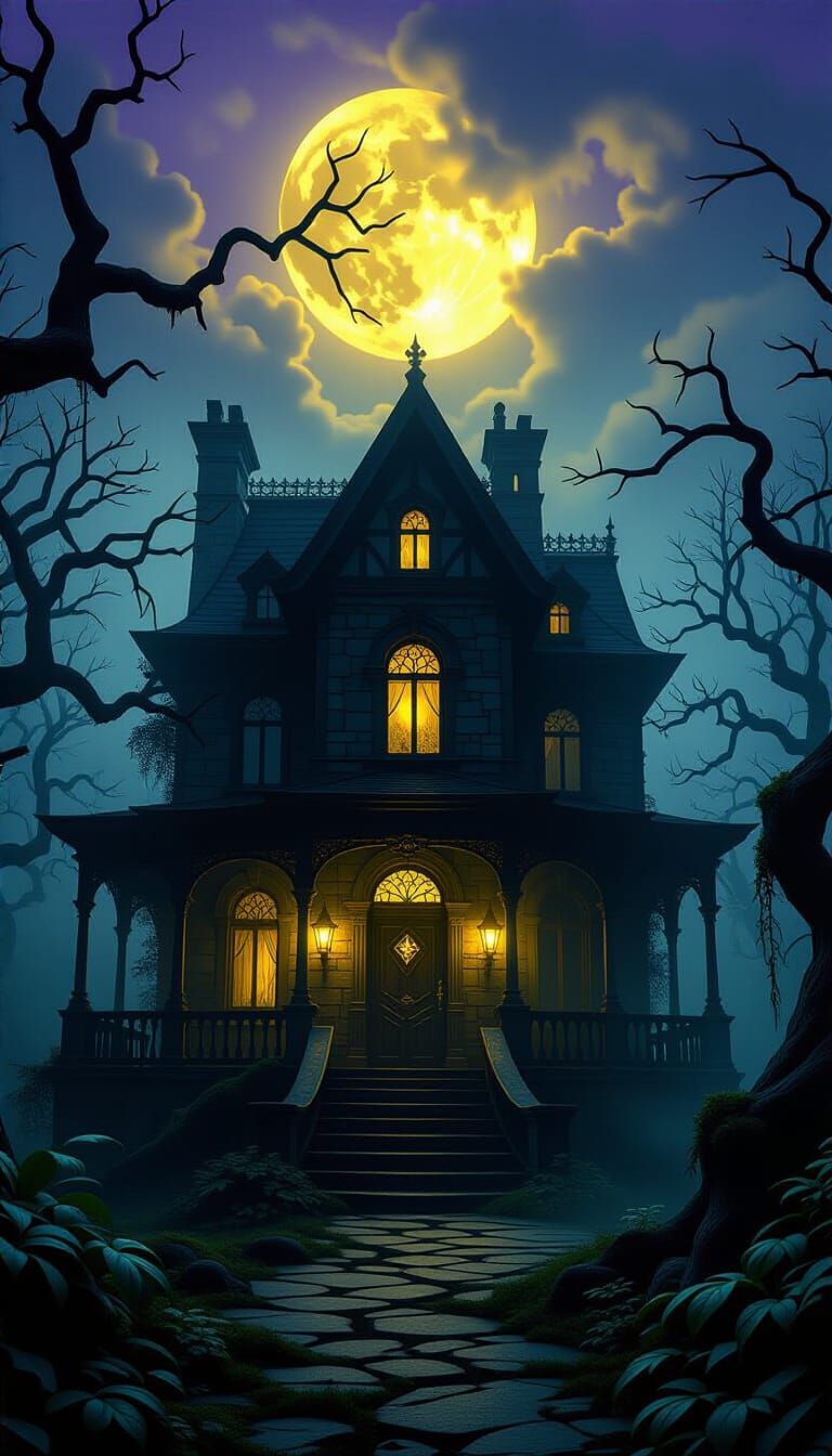 Haunted Witch's Mansion in Gothic Fantasy Style