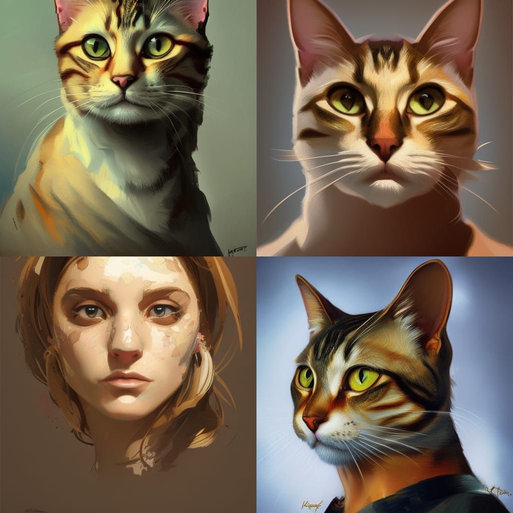 Tabby Cat Portrait in Cubist Style